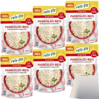Reis-Fit Express Langkorn Parboiled Reis 6er Pack (6x250g Packung) + usy Block