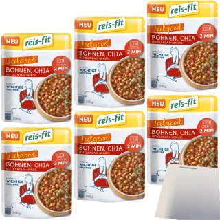 Reis-Fit Feelgood Chia Bohnen Quinoa und Gemüse 6er Pack (6x250g Packung) + usy Block