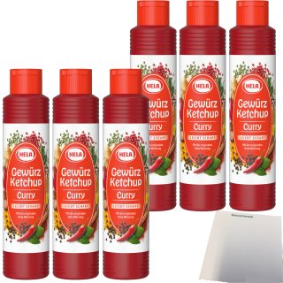 Hela Curry Gewürz Ketchup leicht scharf 6er Pack (6x800ml Flasche) + usy Block