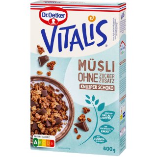 Dr. Oetker Vitalis Müsli Knuspermüsli Schoko ohne Zuckerzusatz (400g Packung)