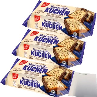 Gut&Günstig Stracciatellakuchen feiner Rührkuchen mit Schokoladenstückchen 3er Pack (3x400g Packung) + usy Block