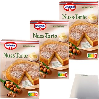 Dr. Oetker Backmischung für Nuss-Tarte 3er Pack (3x380g Packung) + usy Block