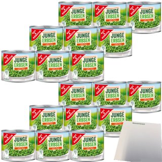 Gut&Günstig Junge Erbsen sehr fein sortiert 6er Pack (18x200g Dose) + usy Block