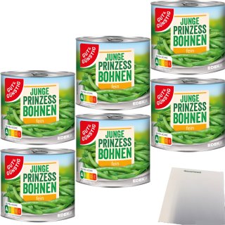 Gut&Günstig Junge Prinzessbohnen fein sortiert 6er Pack (6x400g Dose) + usy Block