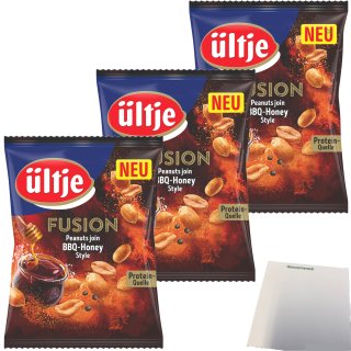 ültje Erdnüsse Fusion BBQ Honey Style 3er Pack (3x150g Beutel) + usy Block