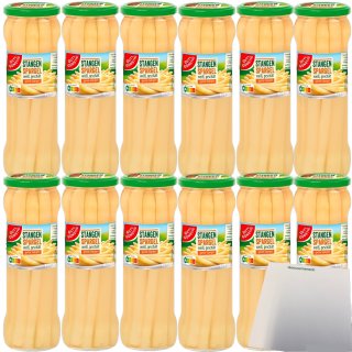 Gut&Günstig Stangenspargel weiß im Glas 12er Pack (12x330g Glas) + usy Block