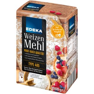 Edeka Weizenmehl Type 405 ideal für Gebäck und Kuchen (1000g Packung)