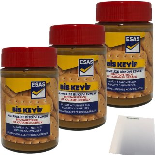 ESAS Brotaufstrich mit Karamellgebäck 3er Pack (3x350g Glas) + usy Block