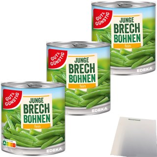 Gut&Günstig Junge Brechbohnen fein 3er Pack (3x800g Dose) + usy Block
