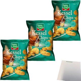 Funny-Frisch Salt & Vinegar Kesselchips 3er Pack (3x120g Packung) + usy Block