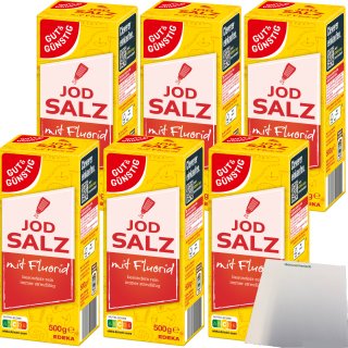 Gut&Günstig Jodsalz mit Fluorid besonders rein 6er Pack (6x500g Packung) + usy Block