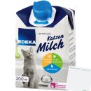 Edeka Premium Katzenmilch laktosefrei mit Inulin, Vitaminen und Taurin ab der 6 Woche (200ml Packung) + usy Block