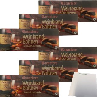 Caractere Weinbrandbohnen Zartbitterschokolade gefüllt mit Weinbrandt 6er Pack (6x200g Packung) + usy Block