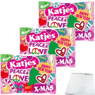 Katjes Peace & Love Vegan Neujahr Edition 3er Pack (3x175g Packung) + usy Block