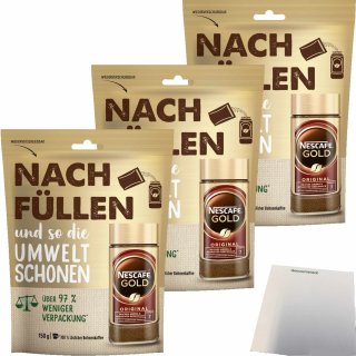 Nescafe Gold Nachfüllpack 3er Pack (3x150g Packung) + usy Block
