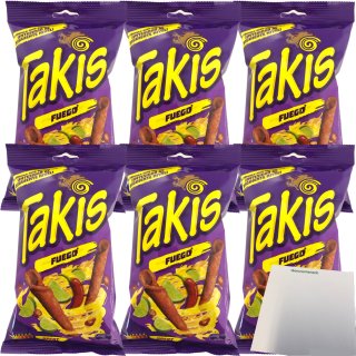 Takis Fuego Mais-Snack scharf gewürzt 6er Pack (6x90g Packung) + usy Block