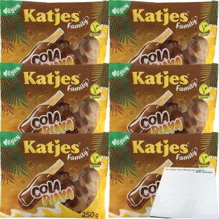 Katjes Family Cola Playa Fruchtgummi Cola-Fläschchen 6er Pack (6x250g Packung) + usy Block
