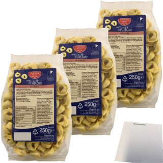 Mamma Lucia Tortellini mit Fleischfüllung 3er Pack (3x250g Packung) + usy Block