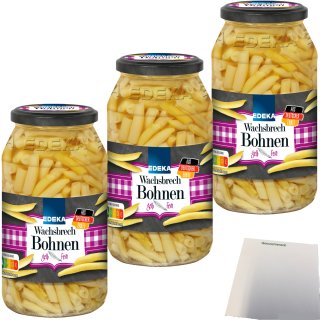 Wachsbrechbohnen gelb fein sortiert erntefrisch verarbeitet 3er Pack (3x530g Glas) + usy Block