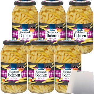 Wachsbrechbohnen gelb fein sortiert erntefrisch verarbeitet 6er Pack (6x530g Glas) + usy Block