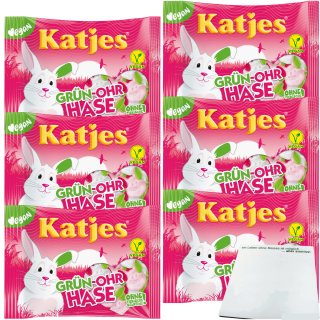 Katjes Grün-Ohr Hase mit fruchtig süßem Ohr 6er Pack (6x175g Beutel) + usy Block