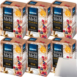 Edeka Weizenmehl Type 405 ideal für Gebäck und Kuchen 6er Pack (6x1000g Packung) + usy Block