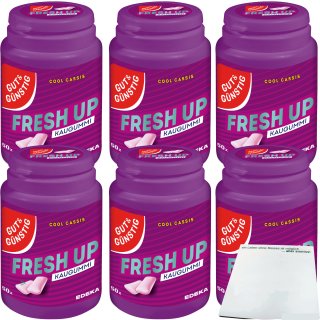 Gut&Günstig Kaugummi Cool Cassis zuckerfrei 6er Pack (6x50 Stk. Dose) + usy Block