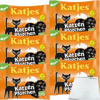 Katjes Katzen-Pfötchen Lakritz Katzenpfötchen vegan 6er Pack (6x175g Beutel) + usy Block