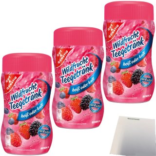 Gut&Günstig Wildfrucht-Teegetränk kalt oder heiß zu genießen 50% kalorienreduziert 3er Pack (3x400g Packung) + usy Block