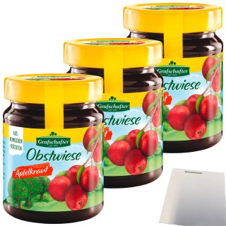 Grafschafter Obstwiese Apfelkraut fruchtig-frischer Brotaufstrich 3er Pack (3x320g Glas) + usy Block