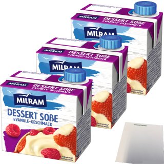 Milram Dessert Sauce Vanille mit Vanille-Geschmack 3er Pack (3x500ml Packung) + usy Block