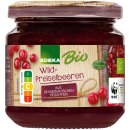 Edeka Bio Wild-Preiselbeeren 40 % Fruchtanteil 3er Pack (3x220g Glas) + usy Block