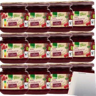 Edeka Bio Wild-Preiselbeeren 40 % Fruchtanteil VPE (12x220g Glas) + usy Block