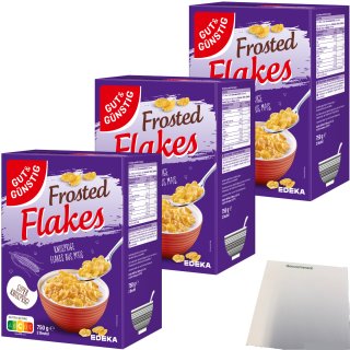 Gut&Günstig Frosted Flakes Knusprige Flakes aus Mais 3er Pack (3x750g Packung) + usy Block