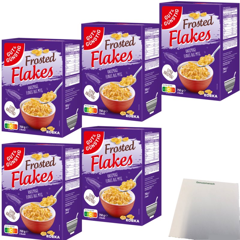 Gut&Günstig Frosted Flakes Knusprige Flakes aus Mais VPE (5x750g Pack