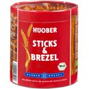 Huober Bio Salz Sticks&Brezel Salz-Laugen-Gebäcke 6er Pack (6x300g Dose) + usy Block