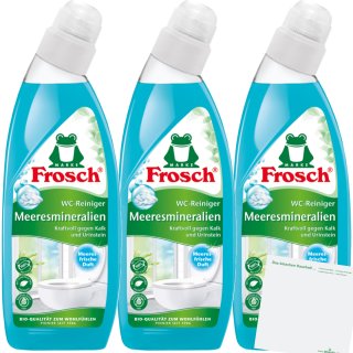 Frosch WC Reiniger Meeresmineralien 3er Pack (3x750ml Flasche) + usy Block