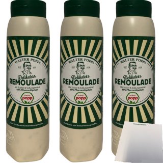 Popp Delikatess Remoulade 80% Rapsöl 3er Pack (3x650ml) + usy Block