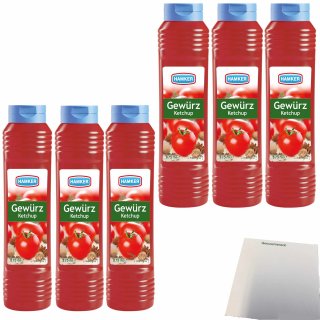 Hamker Gewürz Ketchup 6er Pack (6x875ml Flasche) + usy Block