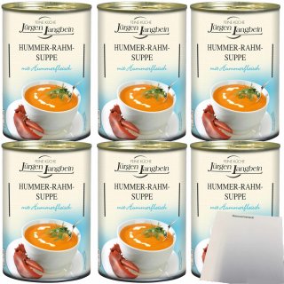 Jürgen Langbein Hummer Rahm Suppe mit Hummerfleisch 6er Pack (6x400ml Dose) + usy Block