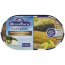 RügenFisch Bücklingsfilets in feinem Pflanzenöl und Eigensaft 6er Pack (6x200g Konserve) + usy Block