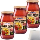 Homann scharfe Paprika Sauce echt pikant 3er Pack (3x400ml Glas) + usy Block