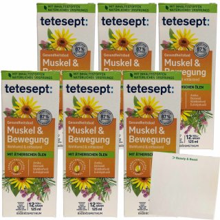 Tetesept Gesundheitsbad Muskel & Bewegung 6er Pack (6x125ml Flasche) + usy Block