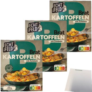 Echt vom Feld Bratkartoffeln mit Zwiebeln 3er Pack (3x400g Packung) + usy Block