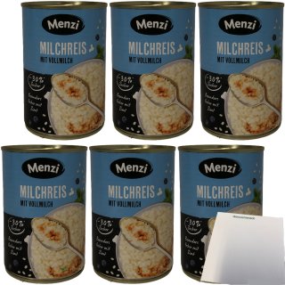 Menzi Milchreis verzehrfertig kalt oder warm ein Genuss 6er Pack (6x400g Dose) + usy Block