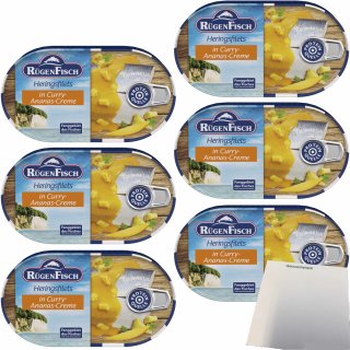 Rügenfisch Heringsfilet in Curry-Ananas Creme 6er Pack (6x200g Dose) + usy Block