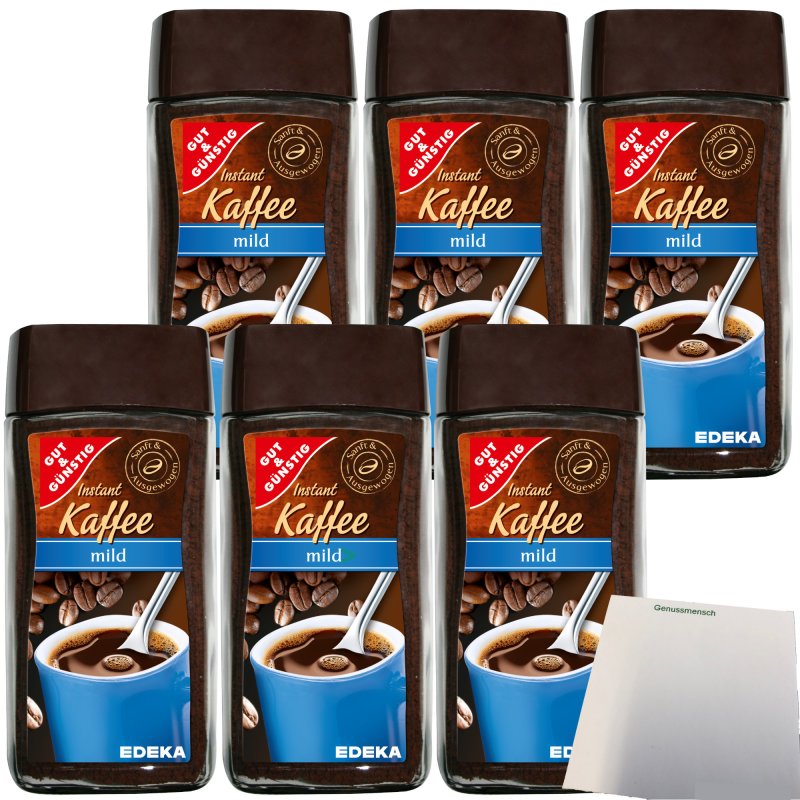 Gut&Gnstig Gold lslicher Instant Kaffee mild 6er Pack (6x200g Packu