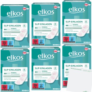 Elkos Slipeinlagen normal mit Frischeduft 6er Pack (6x45 Stück) + usy Block