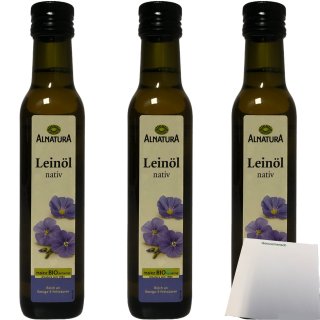 Alnatura Bio Leinöl kaltgepresst 3er Pack (3x250ml Flasche) + usy Block