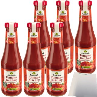 Alnatura Bio Tomaten Ketchup fruchtig-aromatisch vegan 6er Pack (6x500ml Flasche) + usy Block